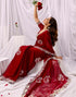 Vasthrlay Chiffon Scalloped Unstitched Maroon Saree