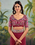 Vasthrlay Embroidery Traditional Dark Red Saree With Unstitched Blouse Piece