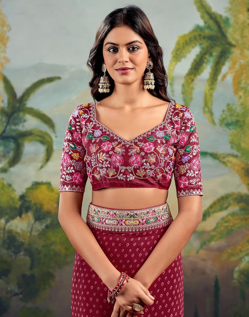 Vasthrlay Embroidery Traditional Unstitched Violet Saree