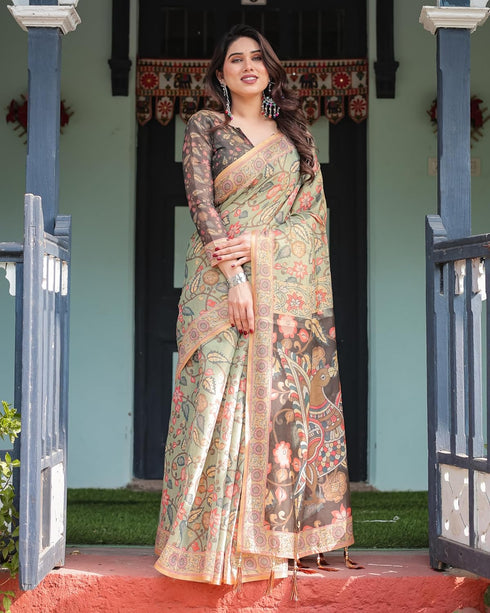 Vasthrlay Cotton Handloom Tassels Saree