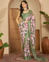 Vasthrlay Womens Printed Unstitched White Saree