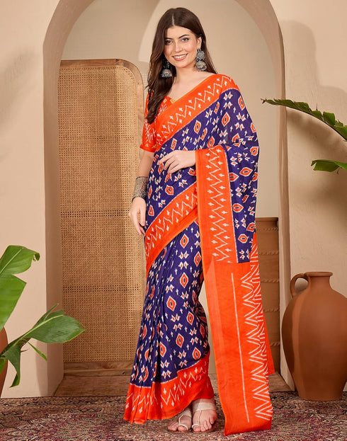 Vasthrlay Womens Printed Unstitched Purple Saree