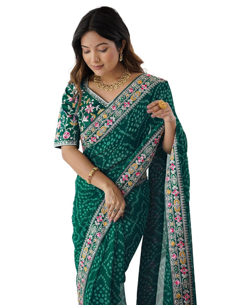 Vasthrlay Georgette Embroidery Unstitched Pink Saree