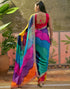 Vasthrlay Scalloped Embroidery Unstitched Lime Green Saree