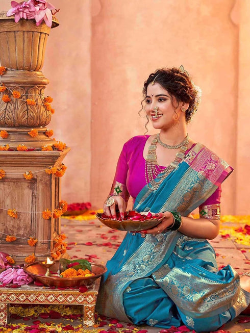 Vasthrlay Weaving Banarasi Maroon Saree