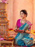 Vasthrlay Paithani Jacquard White | Gold Saree With Unstitched Blouse Piece