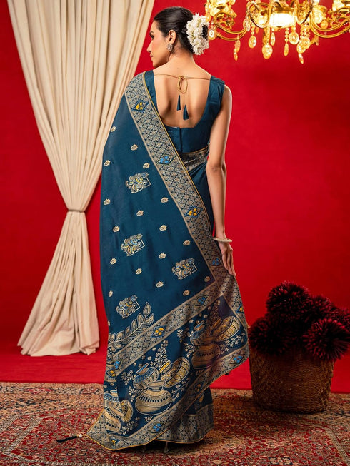 Vasthrlay Vichitra Printed Unstitched Maroon Saree