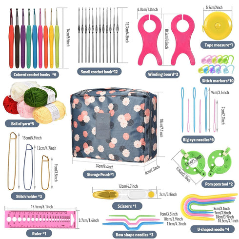 Premium 108 Pcs Crochet Needle Kit for Adults