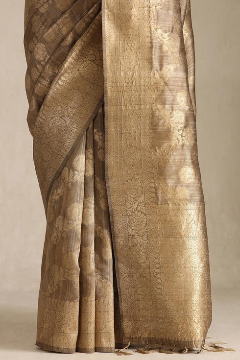 Vasthrlay Beige Tussar Floral