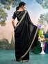 Vasthrlay Chiffon Jacquard Unstitched Black Saree