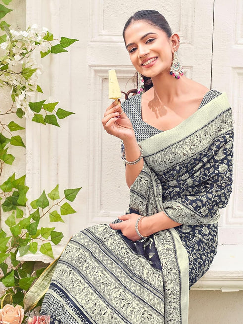 Vasthrlay Womens Printed Unstitched Dusty Pink Saree