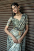 Vasthrlay Greyscale Abstract Floral Polyester Saree With Zari Border And Ruched Unstitched Blouse Piece