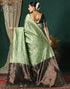 Vasthrlay Banarasi Kanjivaram Unstitched Beige Saree