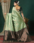 Vasthrlay Banarasi Kanjivaram Light Green Saree With Unstitched Blouse Piece