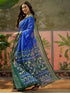 Vasthrlay Georgette Printed Blue Saree With Dark Green Unstitched Blouse Piece
