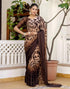 Vasthrlay Georgette Printed Unstitched Dark Green Saree