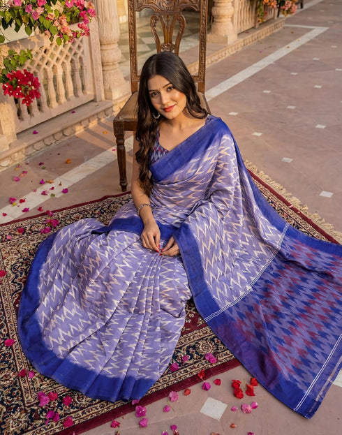 Vasthrlay Banglori Printed Unstitched Peach Saree
