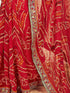 Vasthrlay Georgette Embroidery Printed Sequence Embroidery Red Saree With Unstitched Blouse Piece