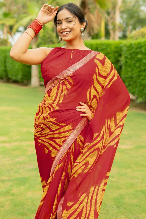 Vasthrlay Fashion Georgette Geometric Green Ethnic Wear