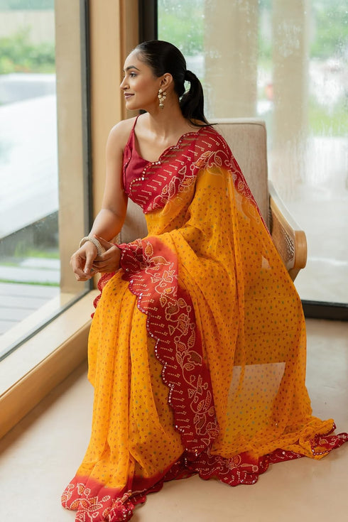 Vasthrlay Fashion Georgette Leheriya Printed Ethnic Wear