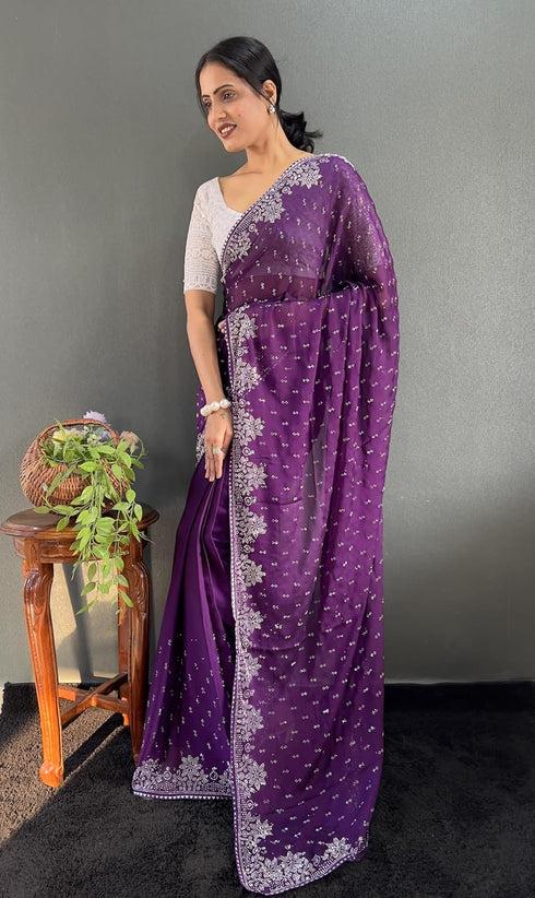 Vasthrlay Designer Georgette Border Traditional