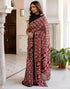 Vasthrlay Womens Printed Unstitched Maroon Saree