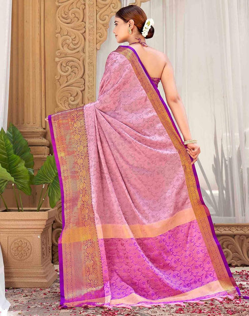 Vasthrlay Banarasi Jacquard Unstitched Mustard Saree