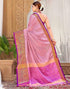 Vasthrlay Banarasi Jacquard Mustard Yellow Saree With Pink Unstitched Blouse Piece