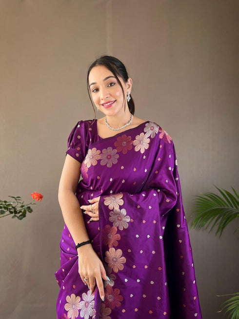 Vasthrlay Women's Paithani Ethnic Unstitched Saree