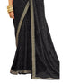 Vasthrlay Embroidery Georgette Blouse Piece Black Saree With Unstitched Blouse Piece