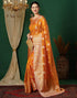 Vasthrlay Banarasi Kanjivaram Orange Saree With Unstitched Blouse Piece