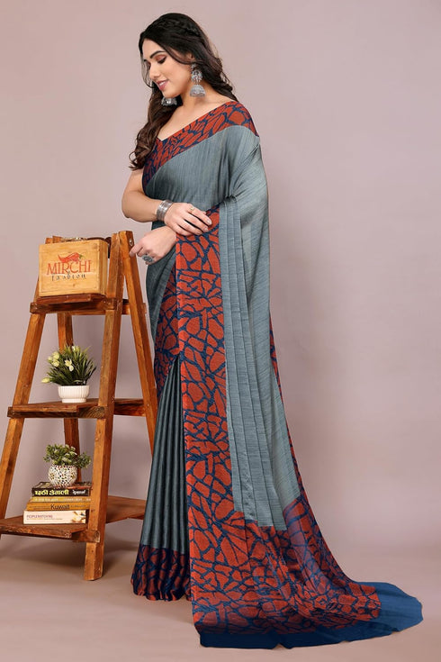 Vasthrlay Fashion Chiffon Abstrect Printed Ethnic Wear