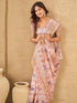 Vasthrlay Printed Jacquard Unstitched Dusty Pink Saree