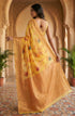 Vasthrlay Yellow Jacquard Floral Saree
