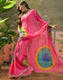 Vasthrlay Scalloped Embroidery Unstitched Lime Green Saree