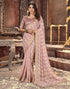 Vasthrlay Georgette Leheriya Pink Saree With Unstitched Blouse Piece