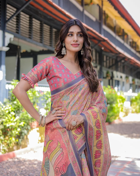 Vasthrlay Handloom Cotton Multicolour Saree