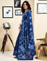 Vasthrlay Womens Printed Unstitched Dark Green Saree