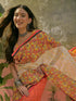 Vasthrlay Shimmer Printed Off-White | Red Saree With Yellow | Red Unstitched Blouse Piece