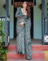 Vasthrlay Womens Printed Green Saree With Unstitched Blouse Piece