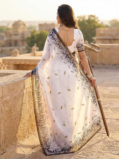 Vasthrlay Printed Lemon Yellow1 Yellow Saree