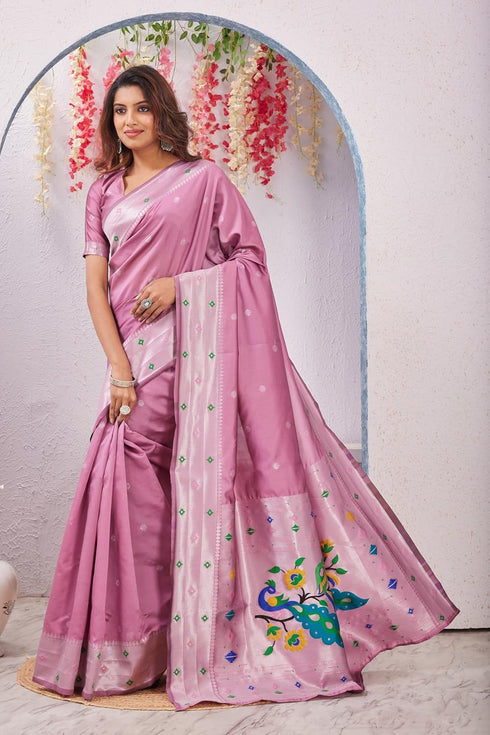 Vasthrlay Paithani Kanjivaram Lightpink
