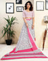 Vasthrlay Womens Printed Unstitched White Saree
