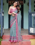 Vasthrlay Womens Printed Unstitched Light Green Saree
