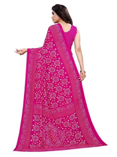 Vasthrlay Georgette Bandhani Printed Maroon Saree