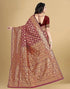 Vasthrlay Banarasi Jacquard Unstitched Red Saree