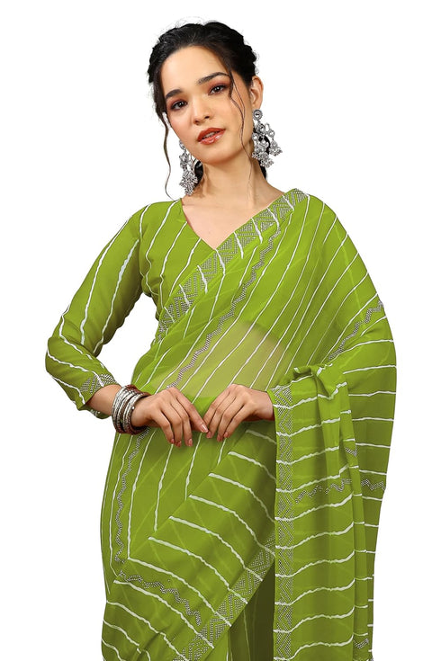Vasthrlay Fashion Georgette Stripes Navy Ethnic Wear