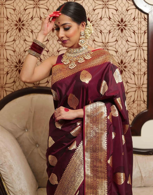 Vasthrlay Kanjivaram Banarasi Wedding Orange Saree
