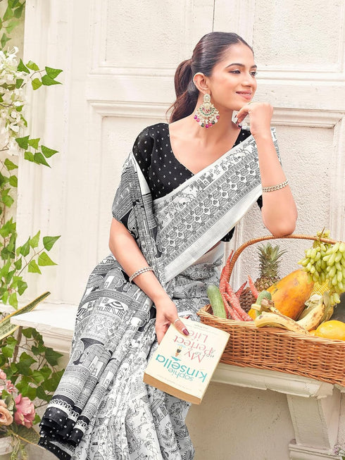 Vasthrlay Womens Printed Unstitched Dusty Pink Saree