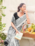 Vasthrlay Womens Printed Unstitched Dusty Pink Saree